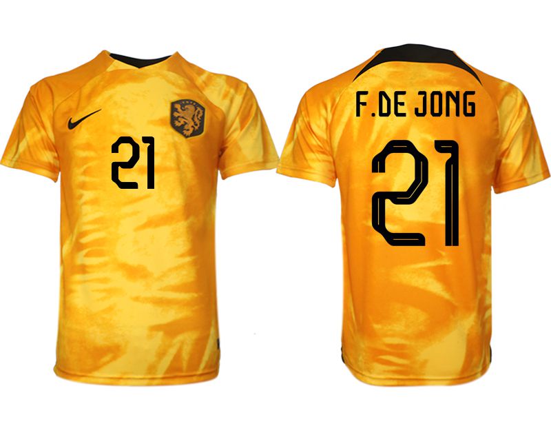 Men 2022 World Cup National Team Netherlands home aaa version yellow #21 Soccer Jersey->netherlands(holland) jersey->Soccer Country Jersey
